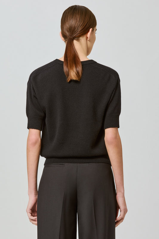 Short sleeves cashmere sweater