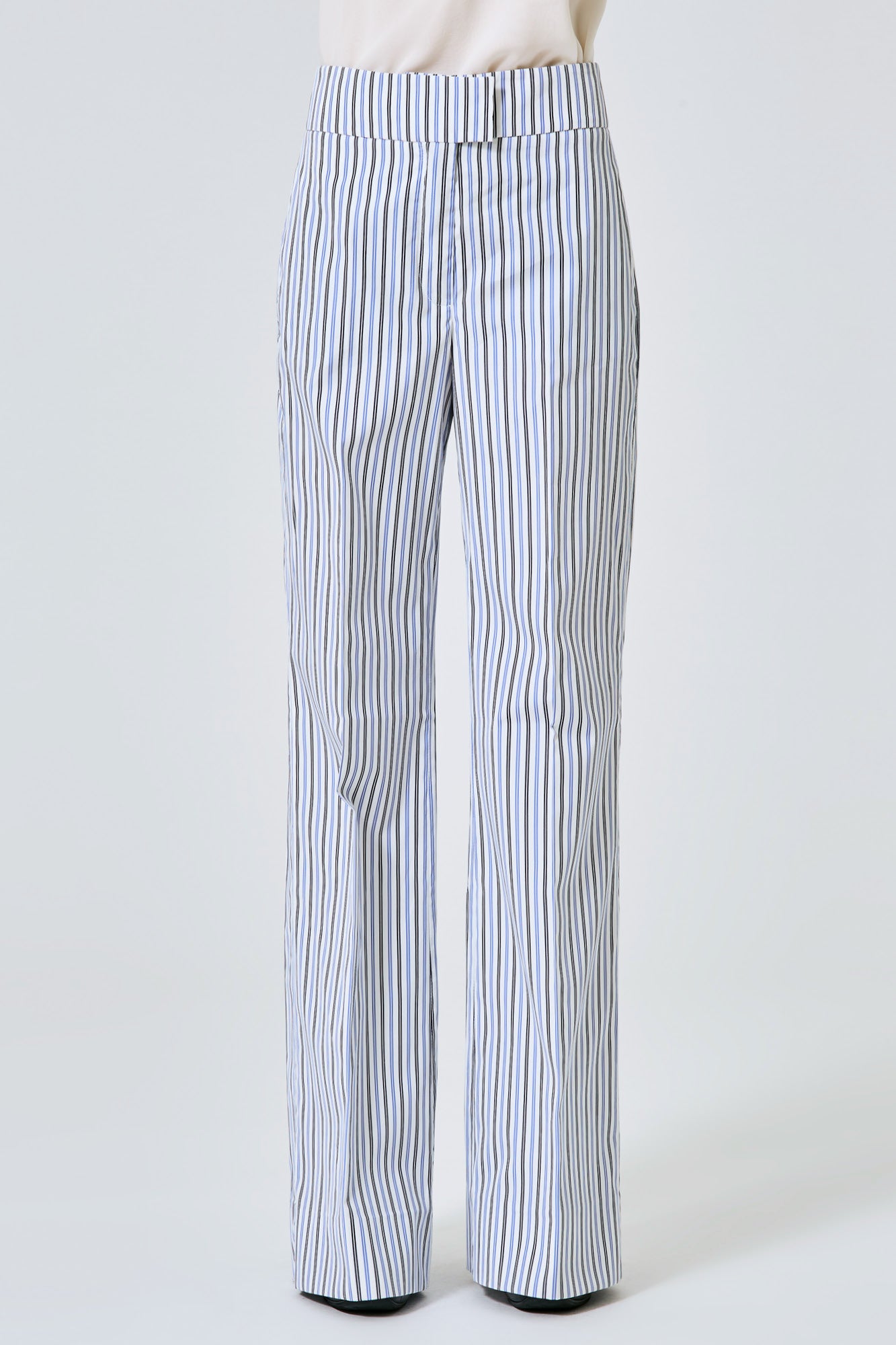 Straight leg cotton poplin trousers