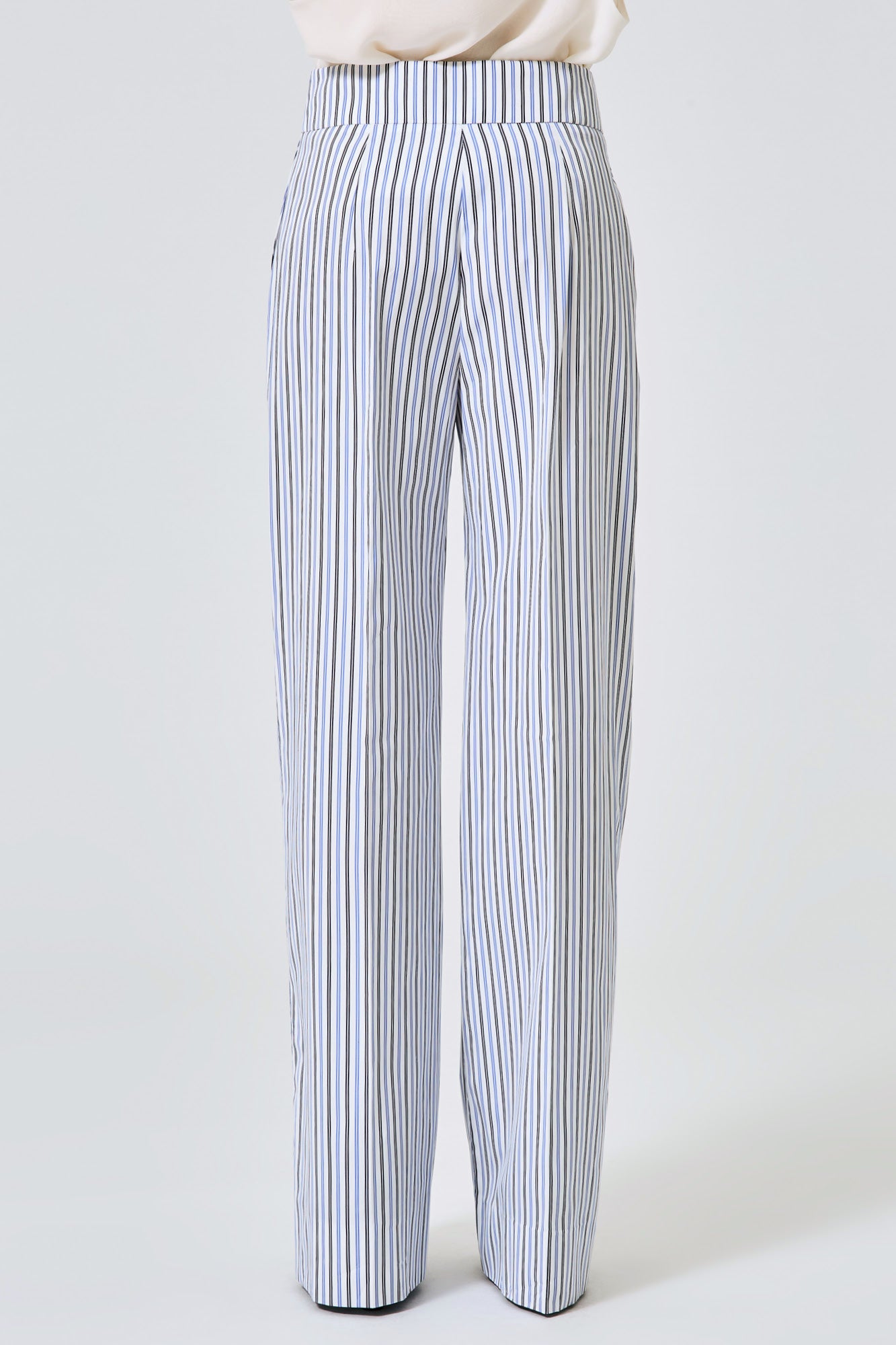 Straight leg cotton poplin trousers