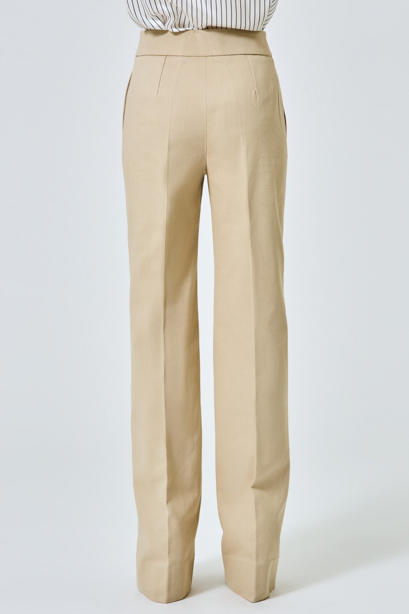 Straight leg thick cotton gabardine trousers