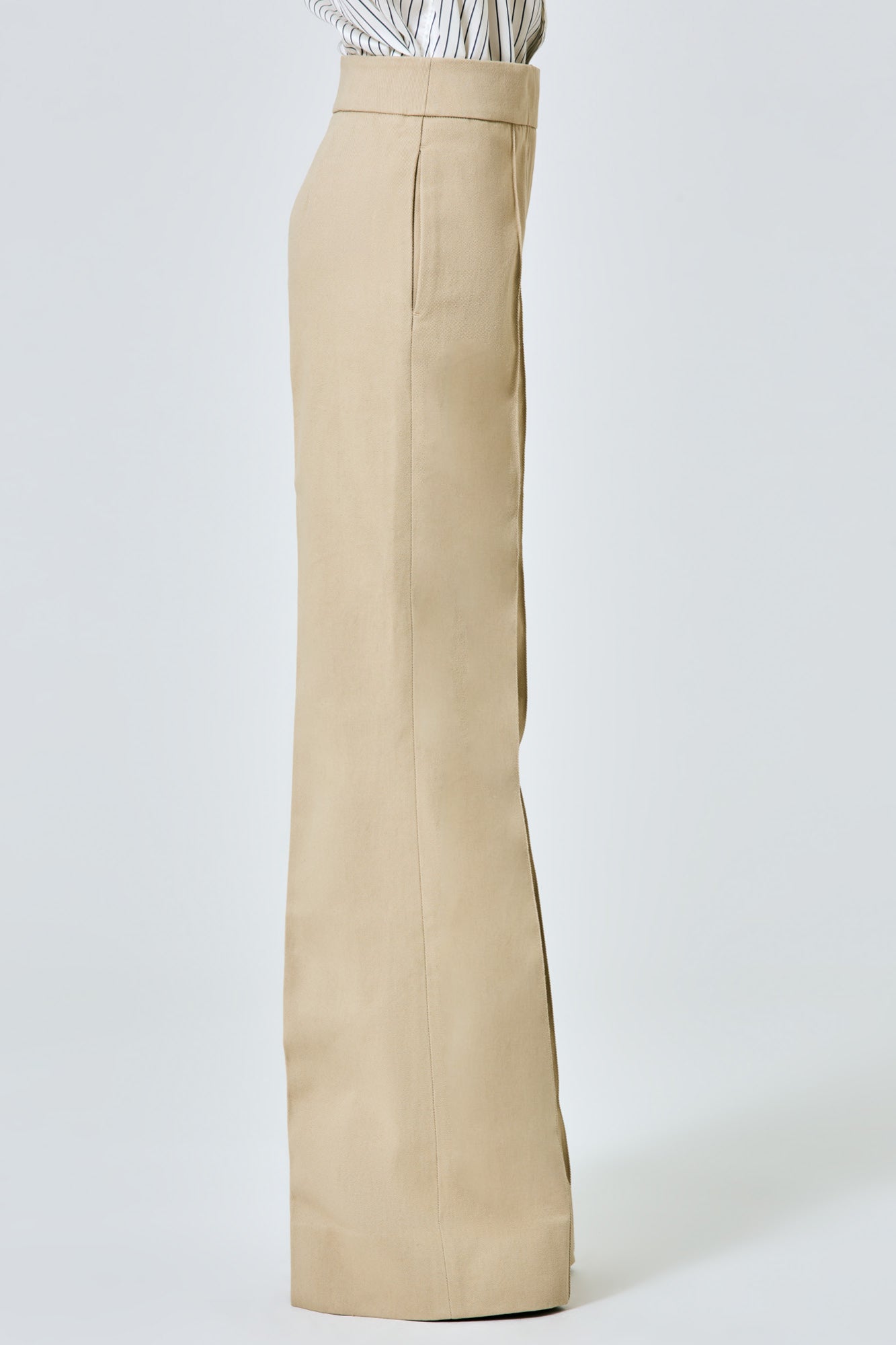 Straight leg thick cotton gabardine trousers