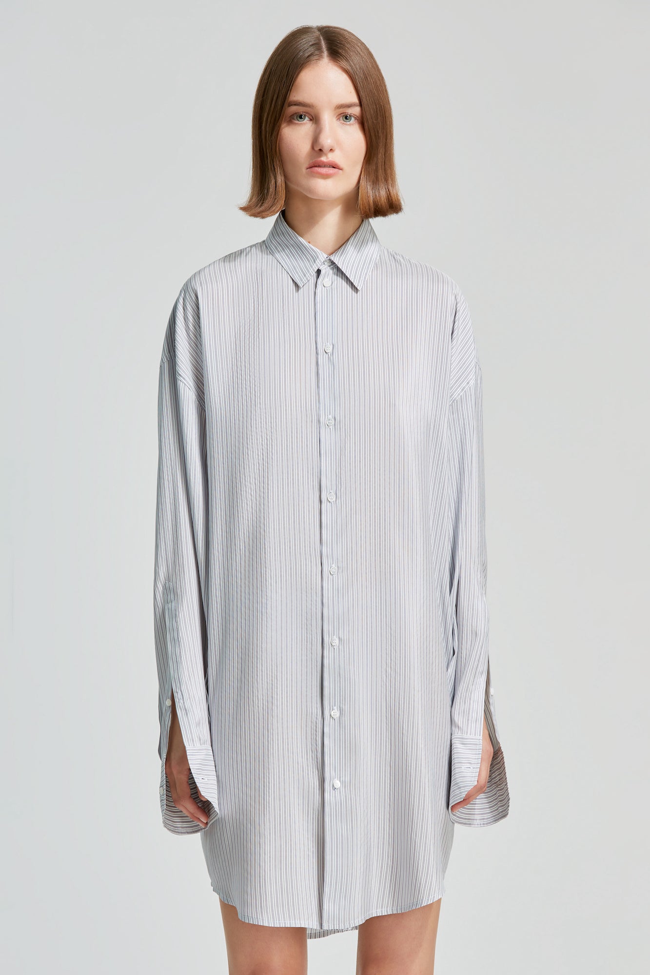 Roberta oversize silk twill shirt dress