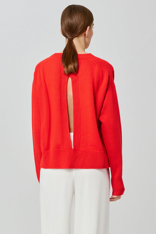 Medea round neck cashmere sweater with back slit