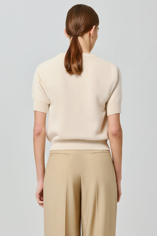 Short sleeves cashmere sweater