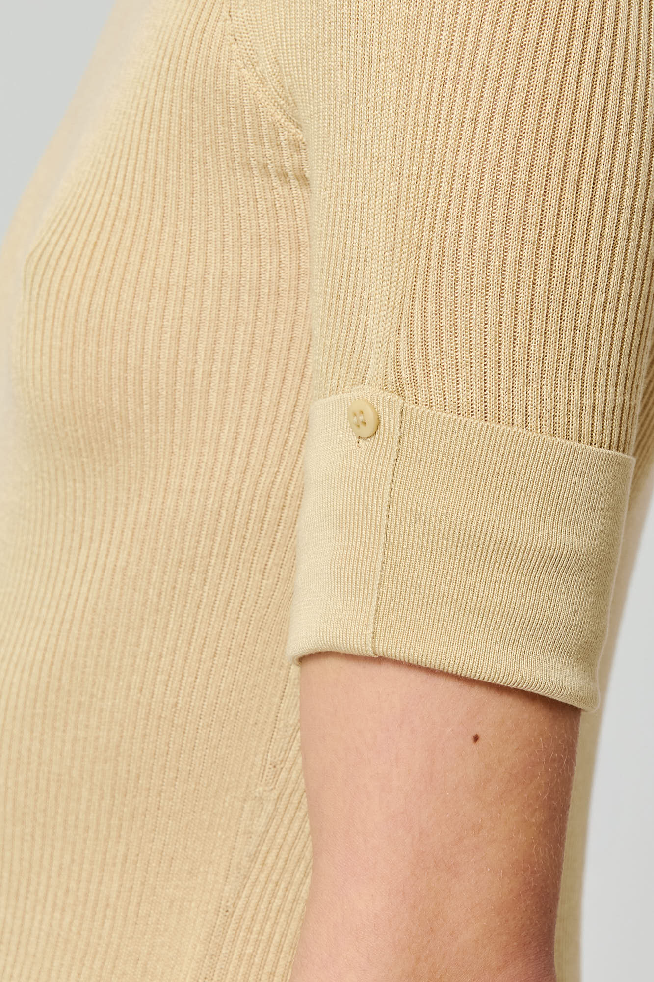 Ribbed cashmere silk round neck short sleeves