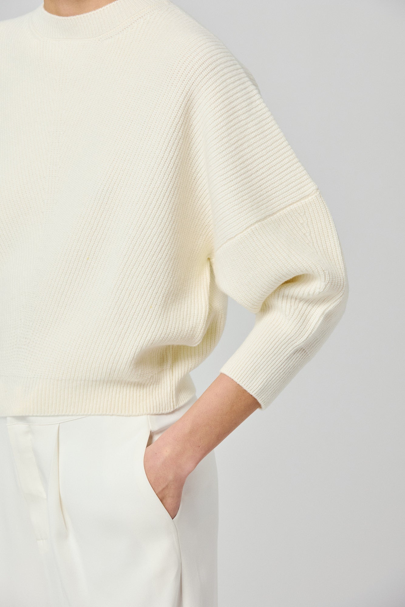 English ribbed cashmere blend 3 quarters sleeves