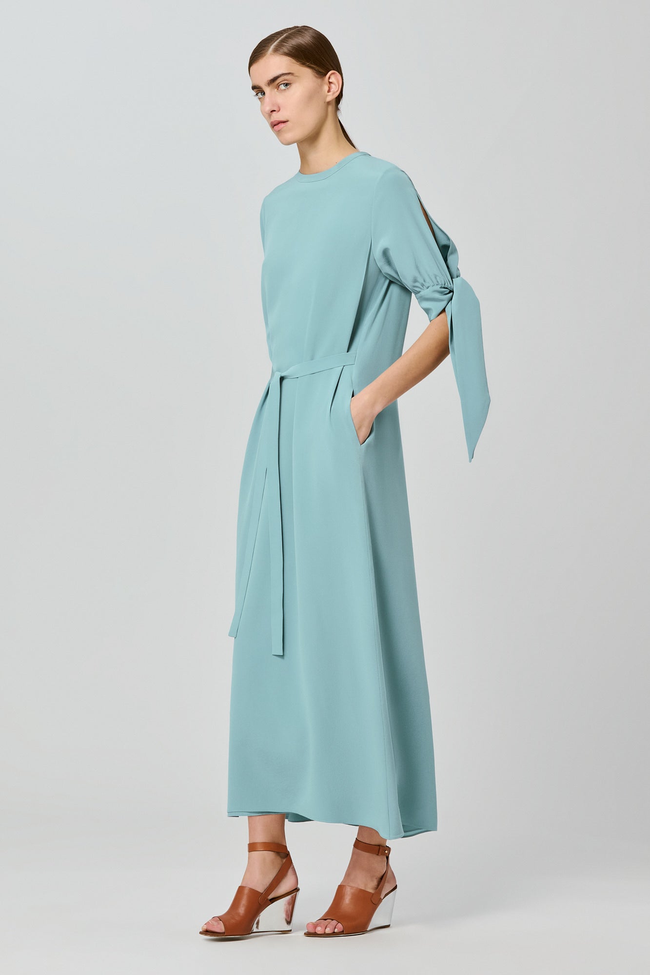 Adele crepe de chine long dress