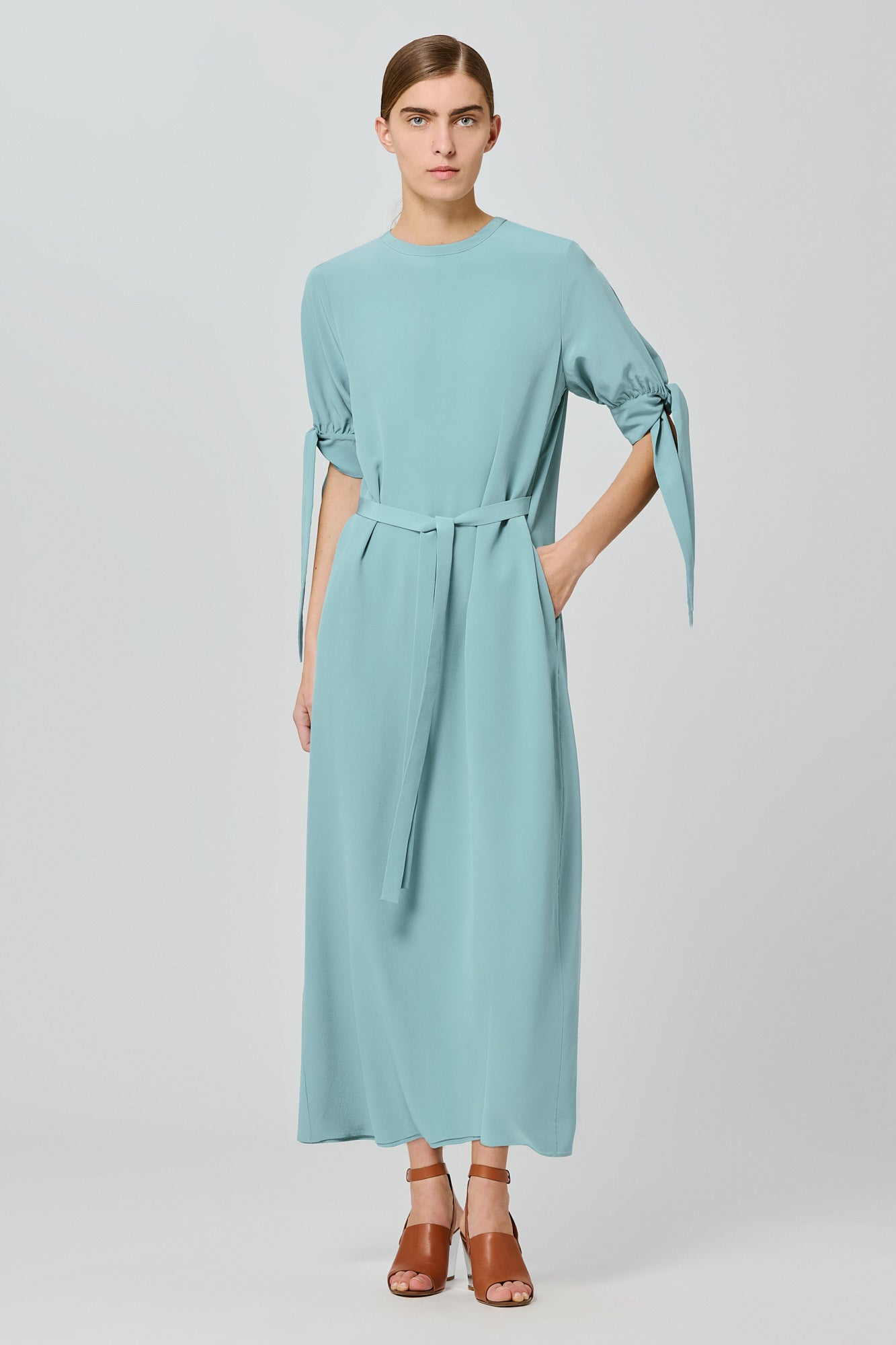 Adele crepe de chine long dress