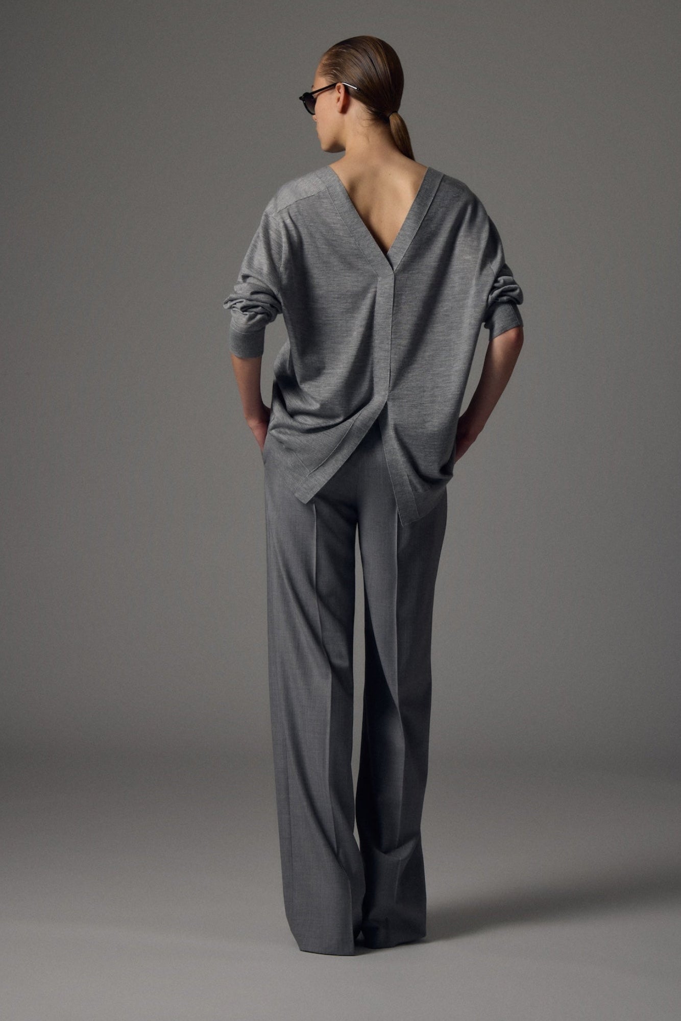 Front and back V neck sweater