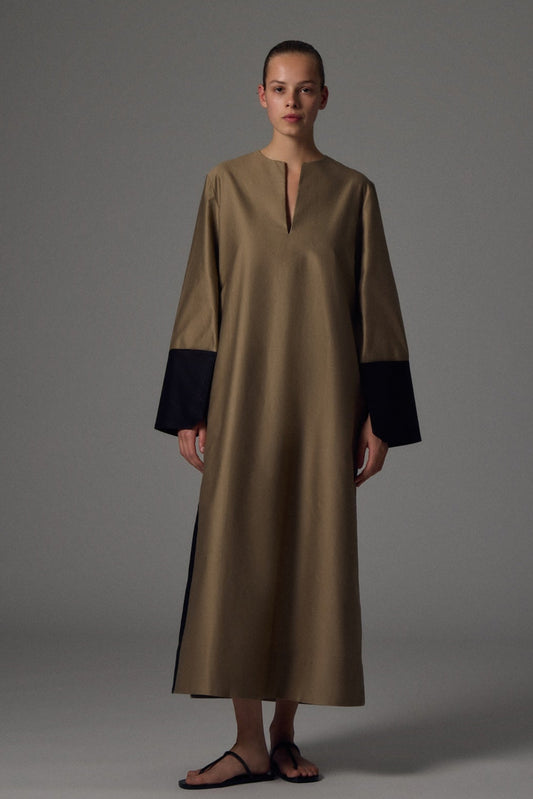 Kaftano long dress in cotton gabardine
