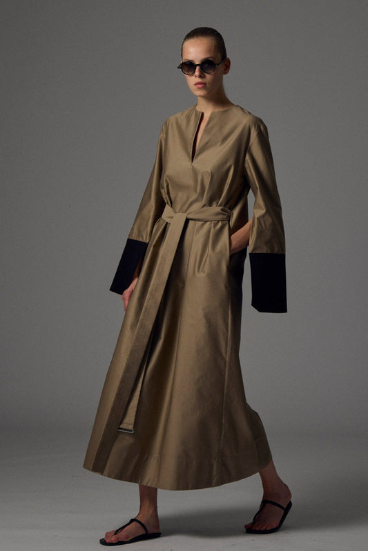 Kaftano long dress in cotton gabardine