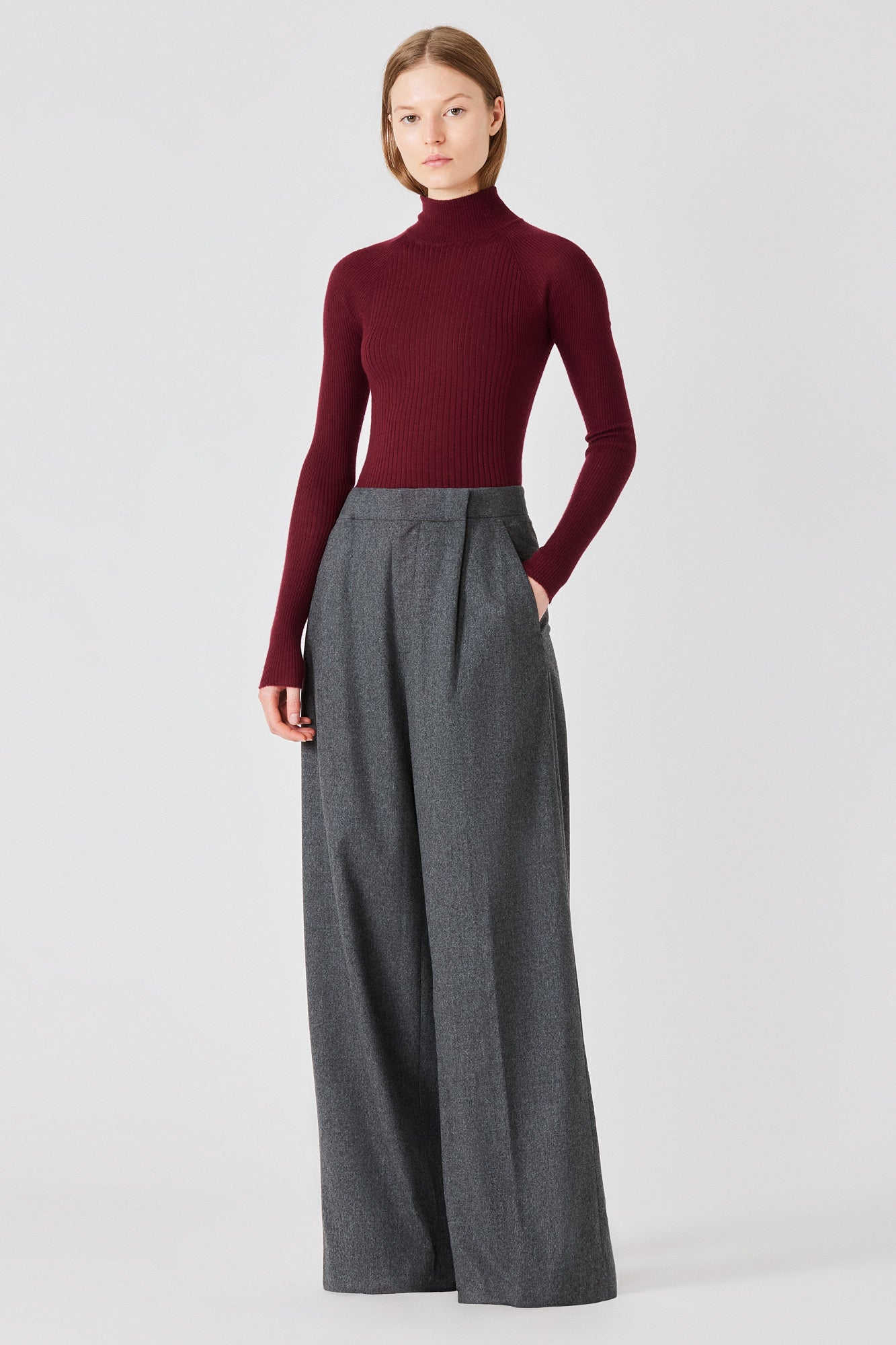 Ribbed cashmere silk lupetto sweater