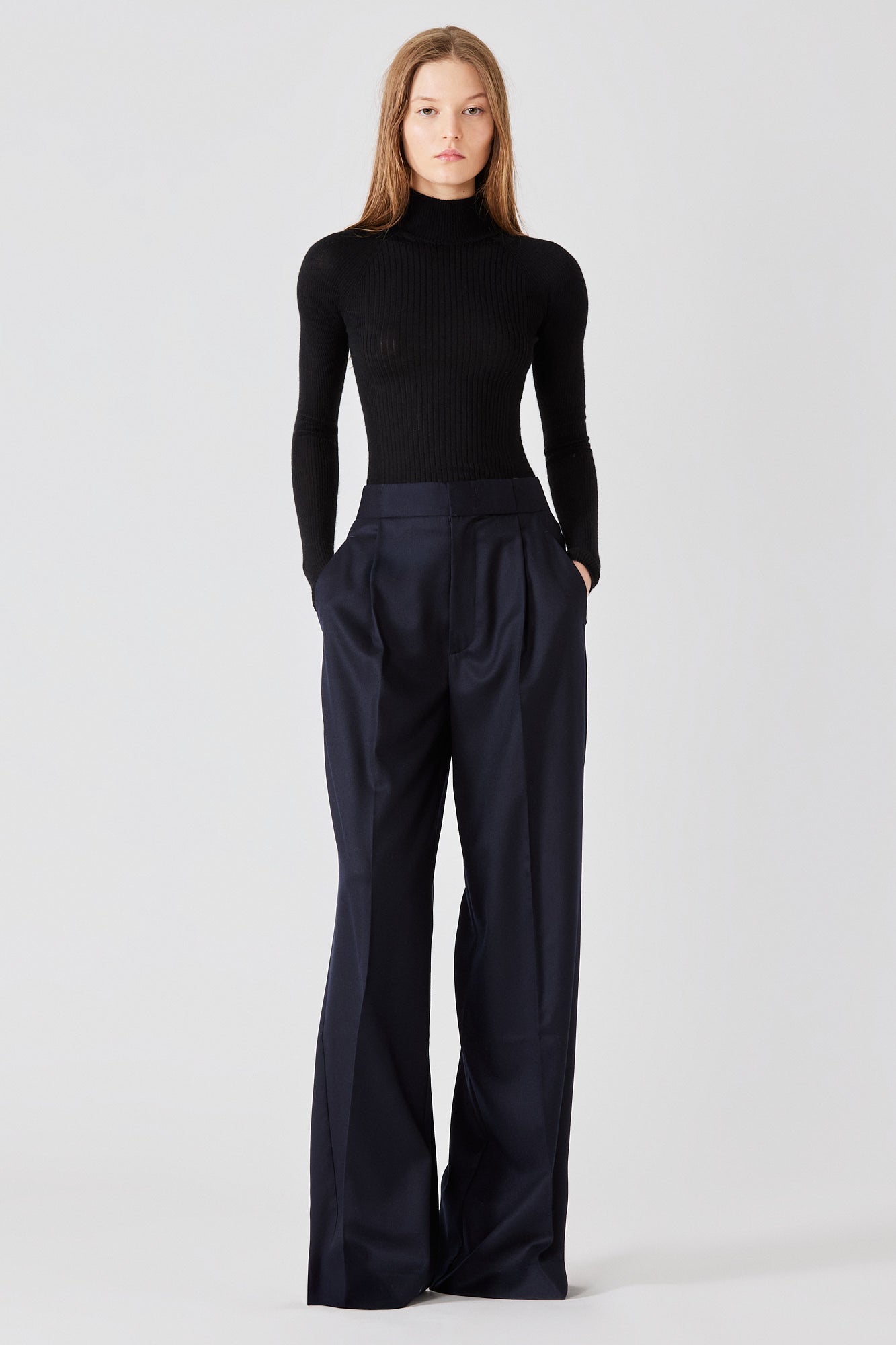 Ribbed cashmere silk lupetto sweater