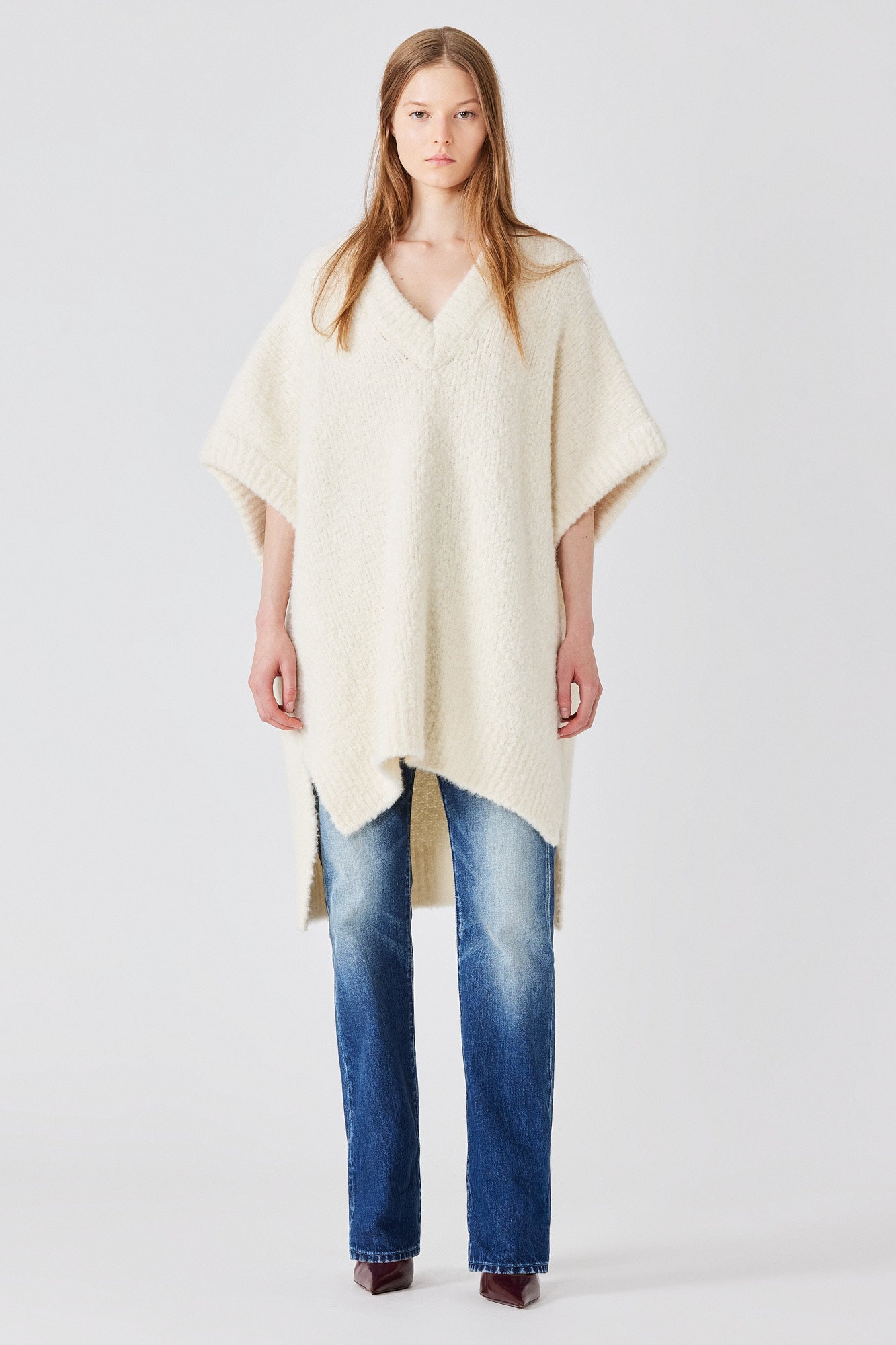 Teddy V neck sweater dress