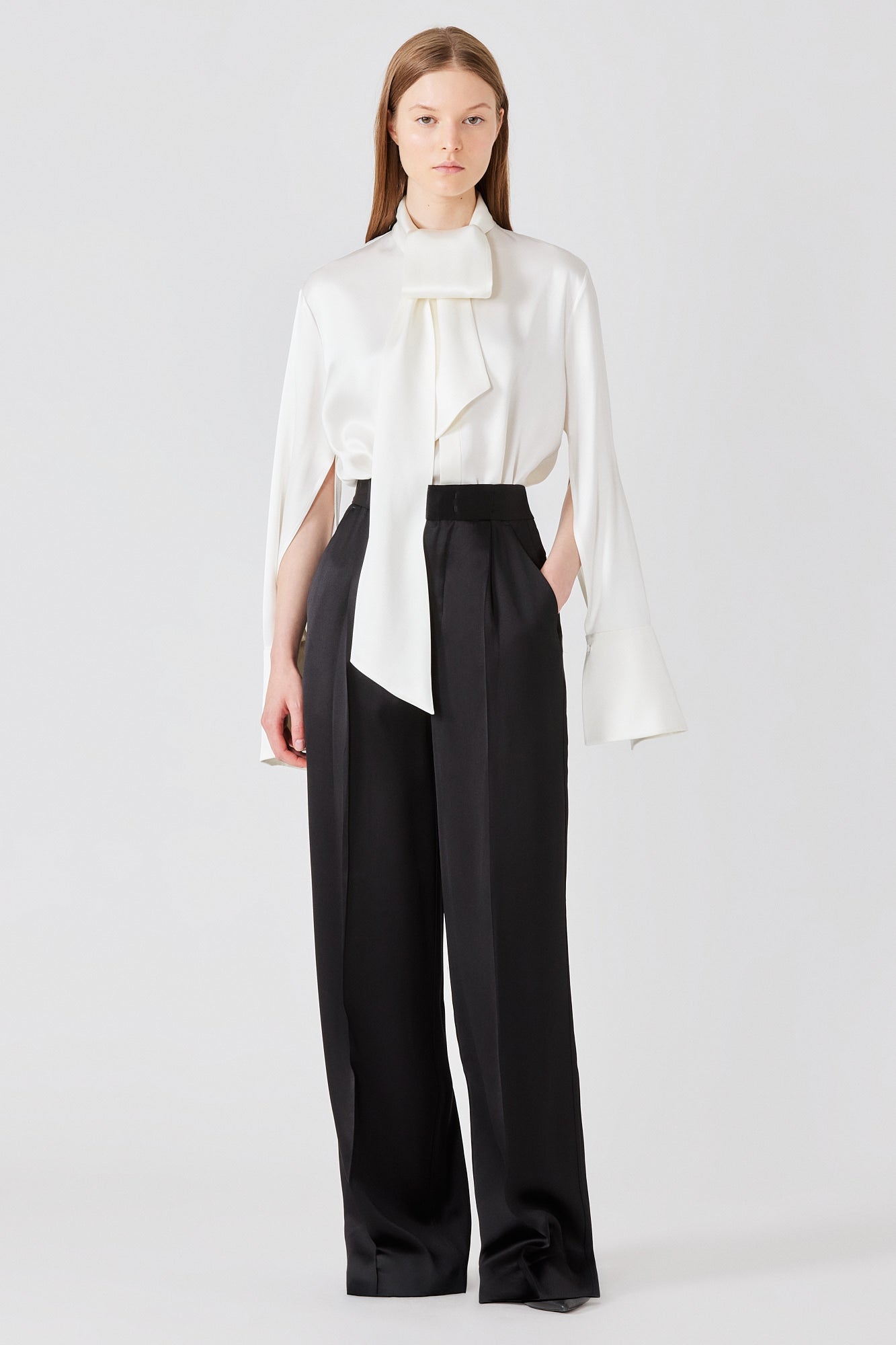 Shirt with scarf in double satin