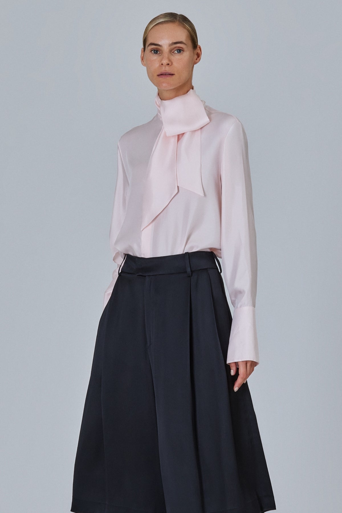 Shirt With Scarf In Silk Twill