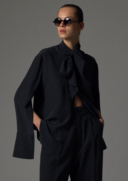 Shirt with scarf in crepe de chine