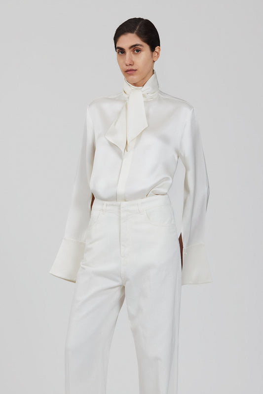 Camicia con sciarpa in doppio raso