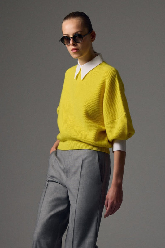 Mina english ribbed bat wing cashmere sweater