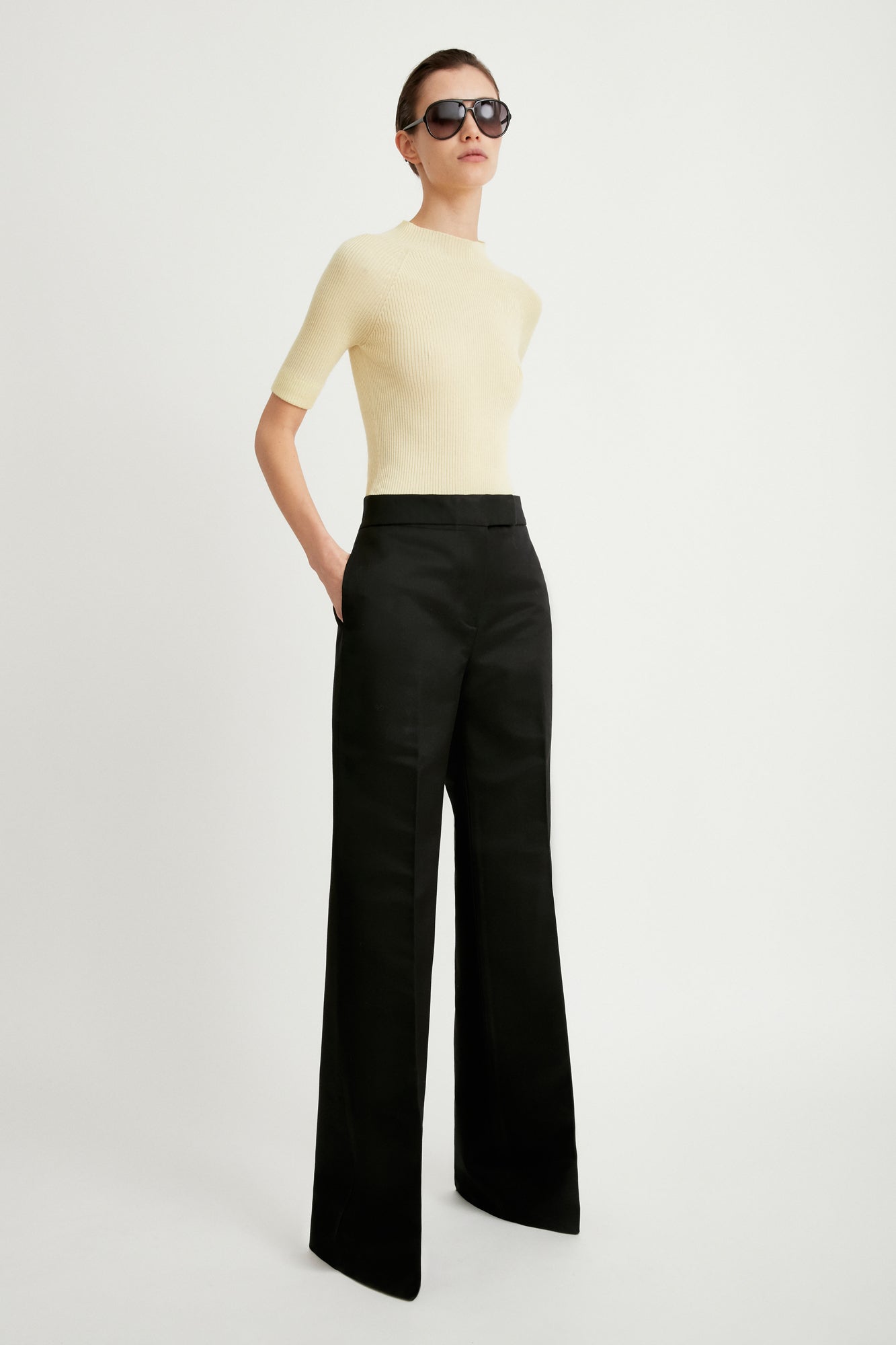 Andrea straight trousers in silk wool