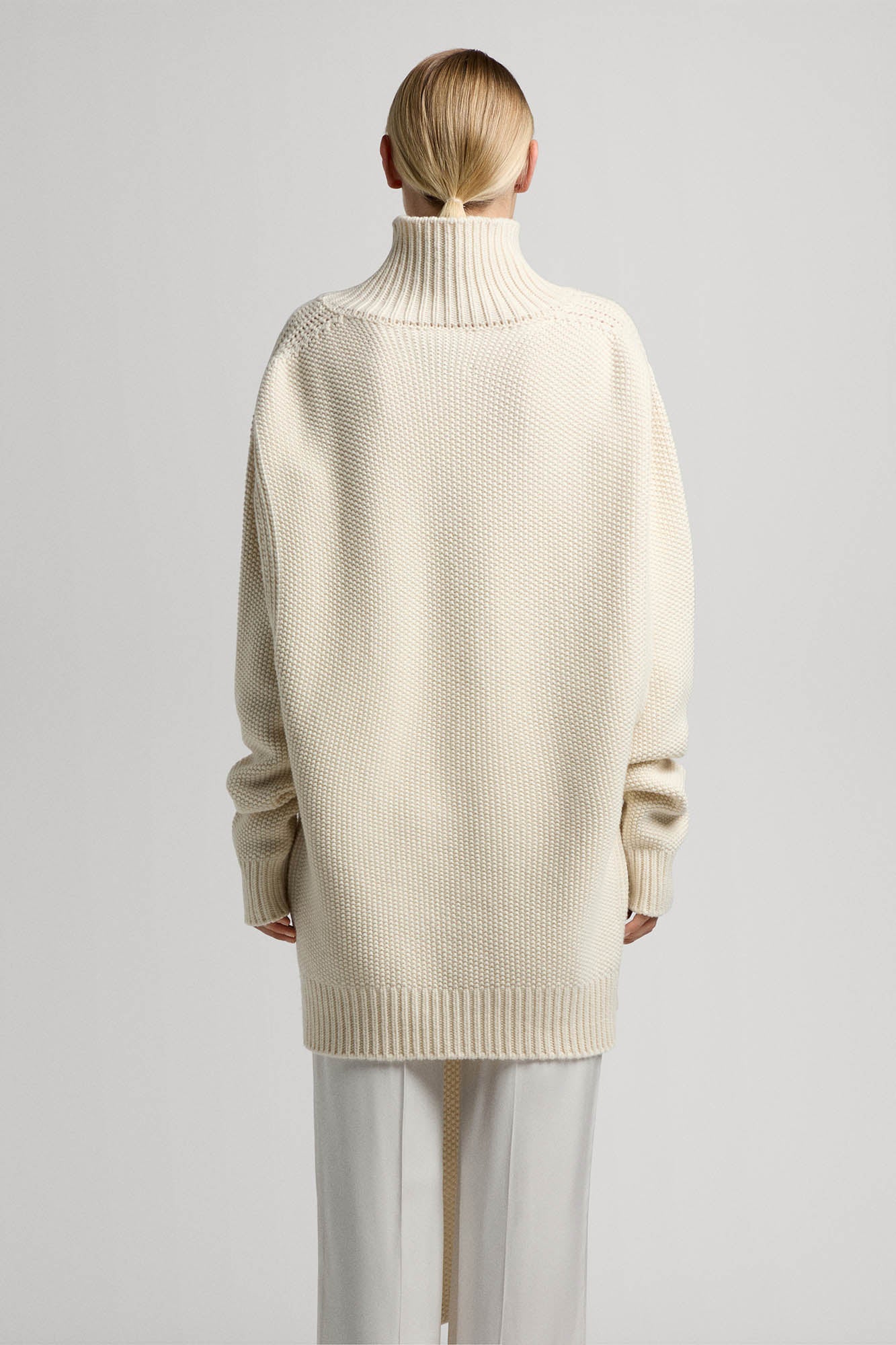 Belted turtleneck cashmere sweater dress