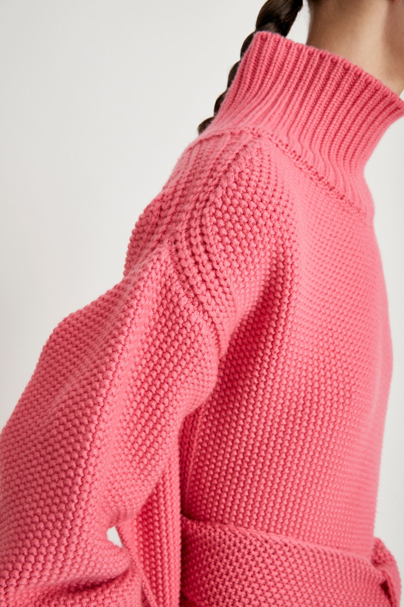 Belted turtleneck cashmere sweater dress