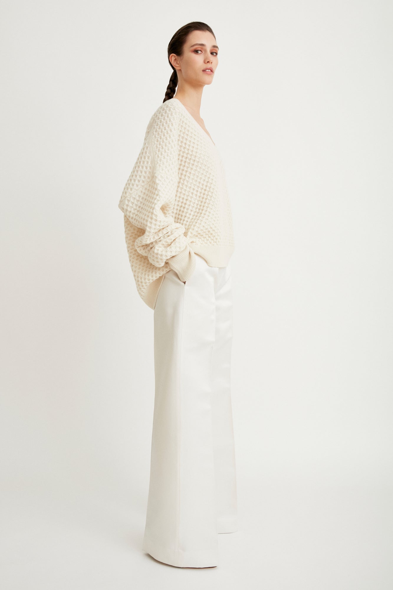 Honeycomb V-neck sweater