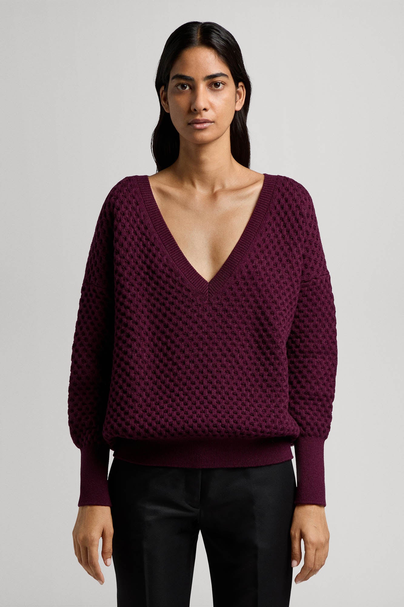 Honeycomb V-neck sweater