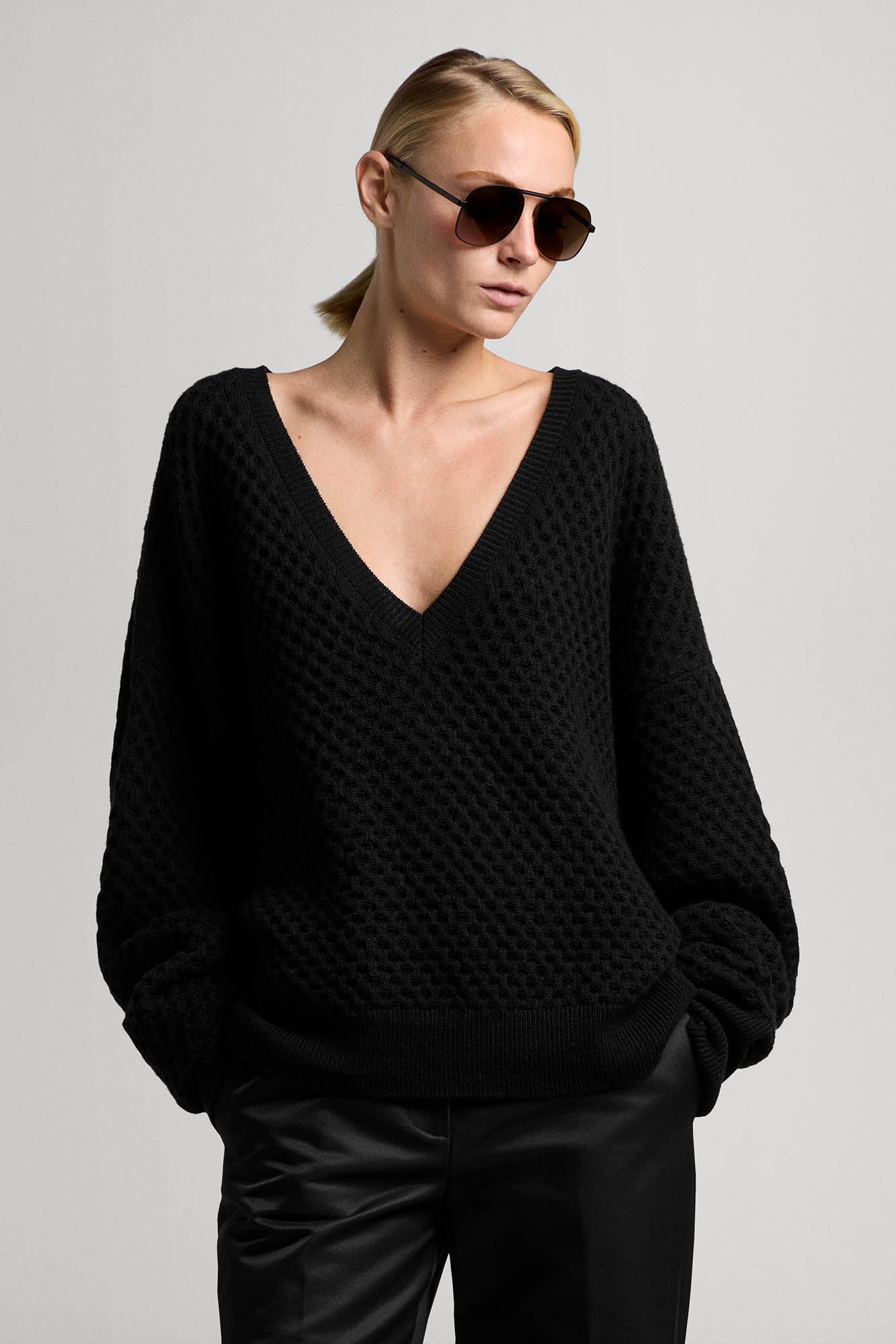 Honeycomb V-neck sweater