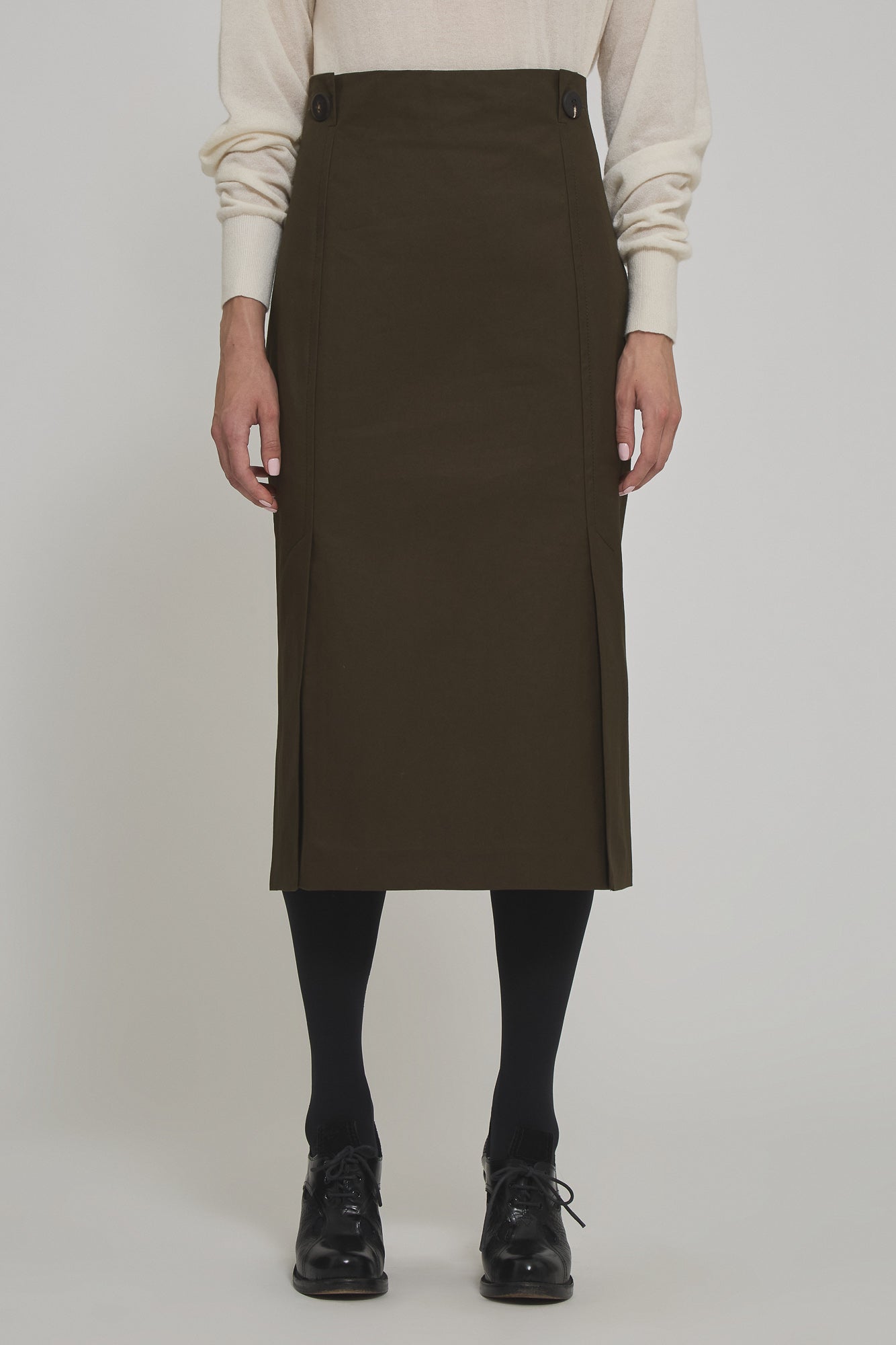 Marine cotton gabardine midi skirt