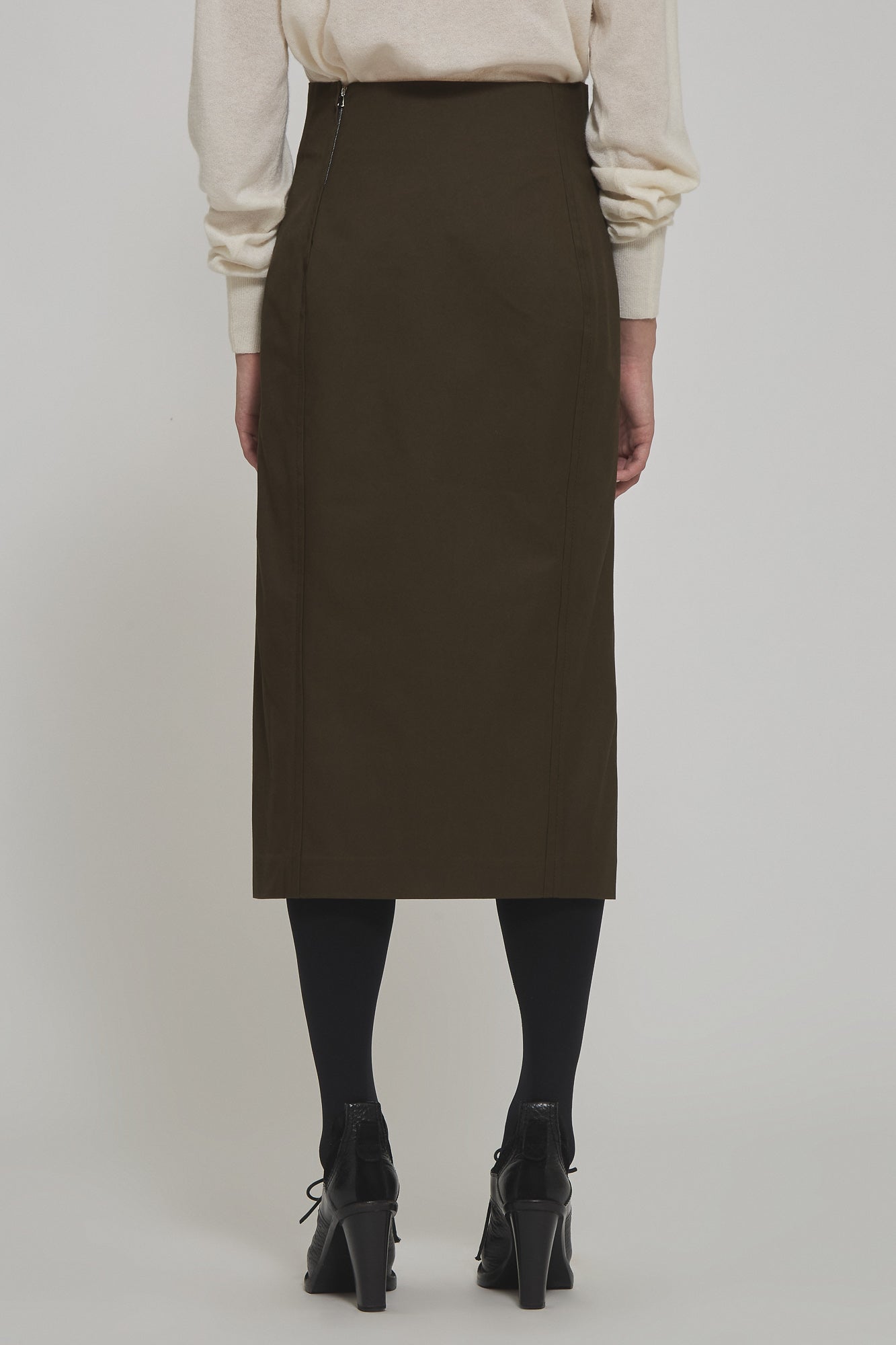 Marine cotton gabardine midi skirt