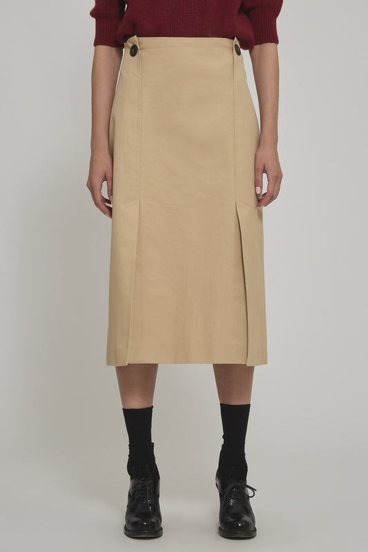 Marine cotton gabardine midi skirt