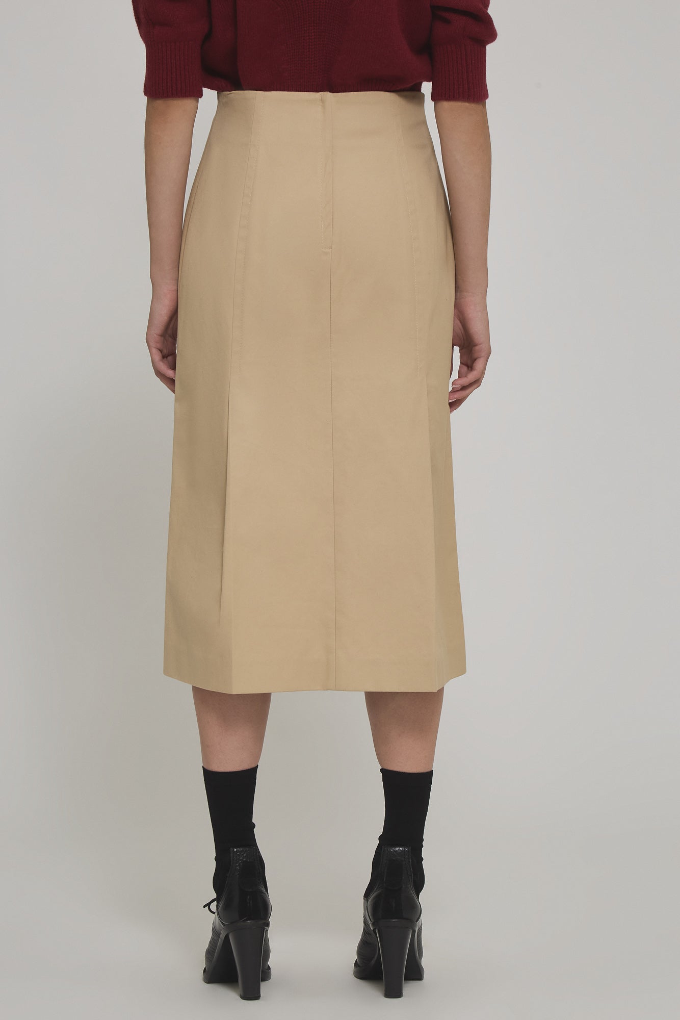 Marine cotton gabardine midi skirt