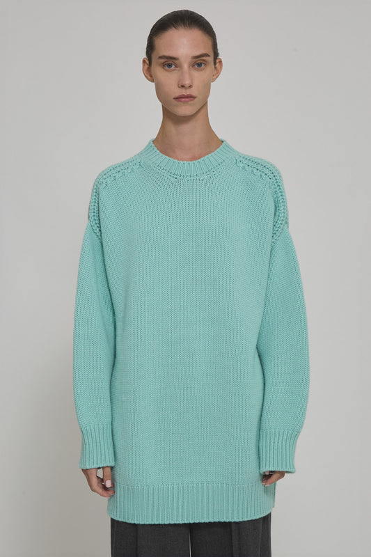 Round neck cashmere long sweater