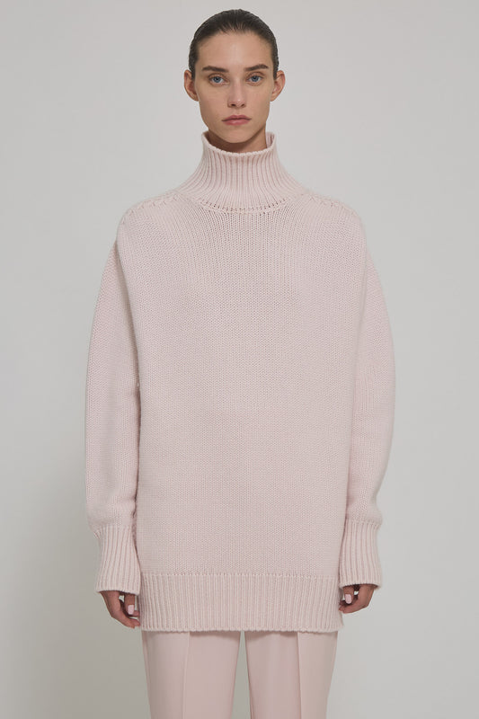 High neck cashmere long sweater