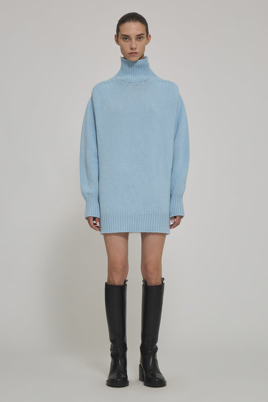 High neck cashmere long sweater