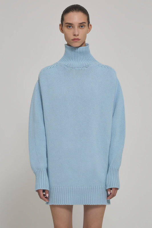 High neck cashmere long sweater