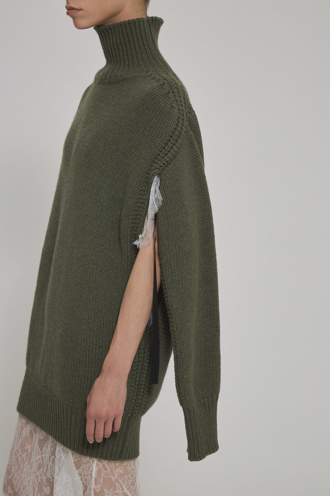 High neck cashmere long sweater