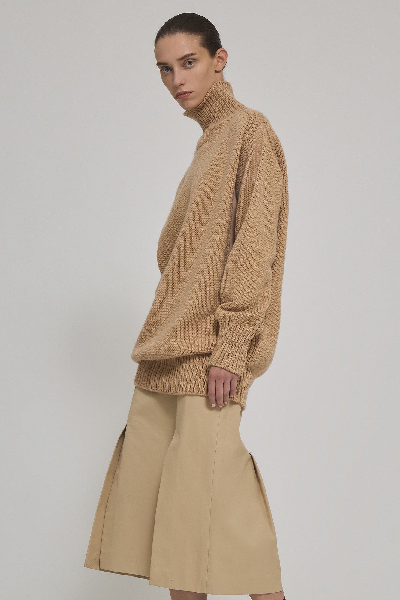 High neck cashmere long sweater