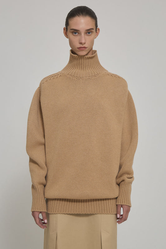 High neck cashmere long sweater