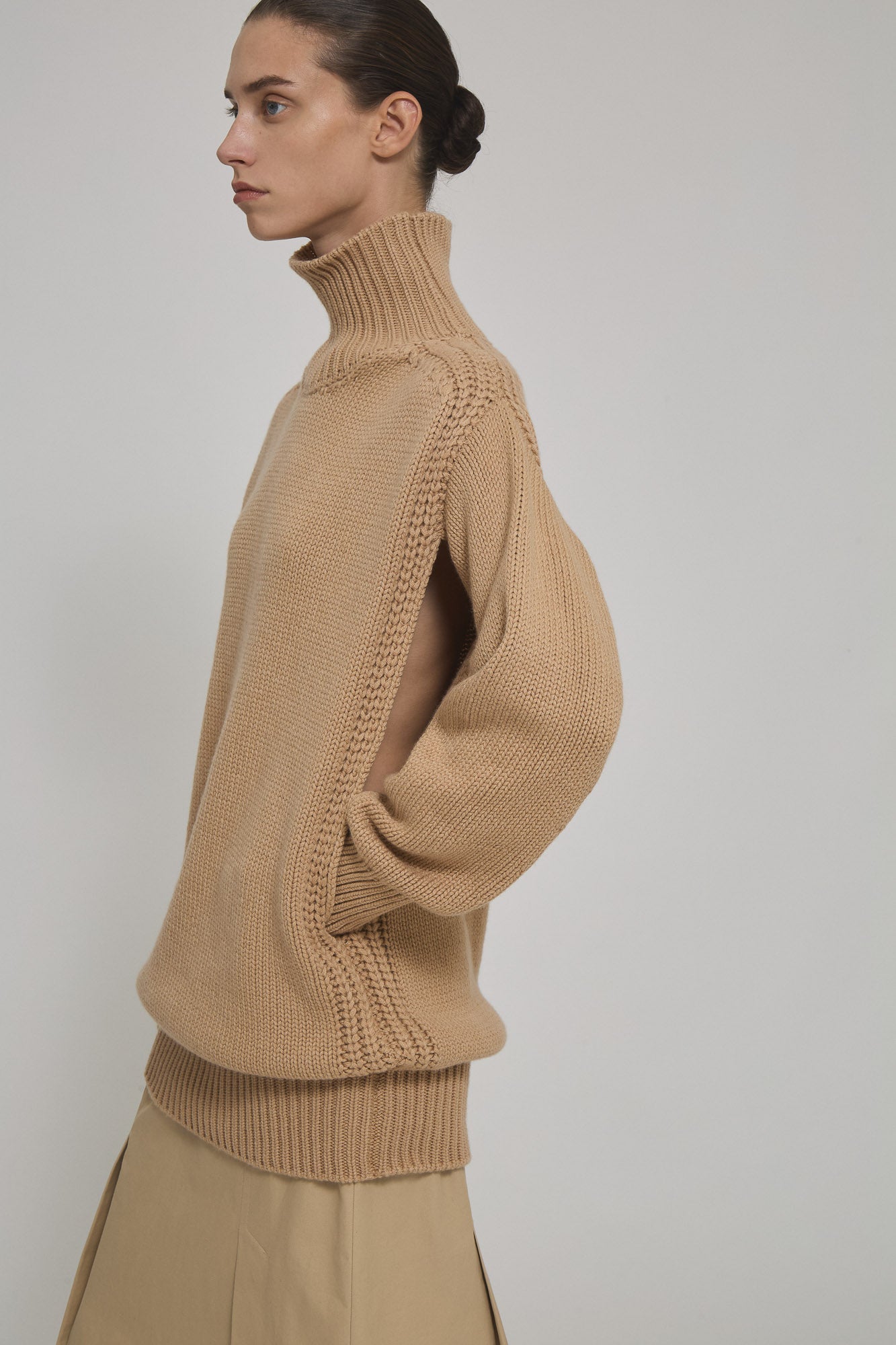 High neck cashmere long sweater