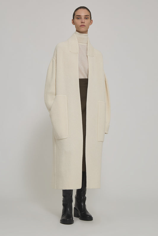 English ribbed cashmere blend cardigan long coat