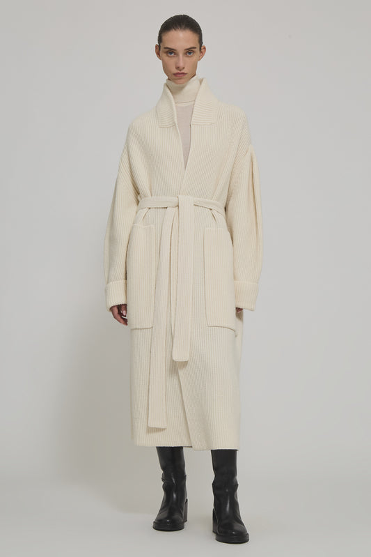 English ribbed cashmere blend cardigan long coat