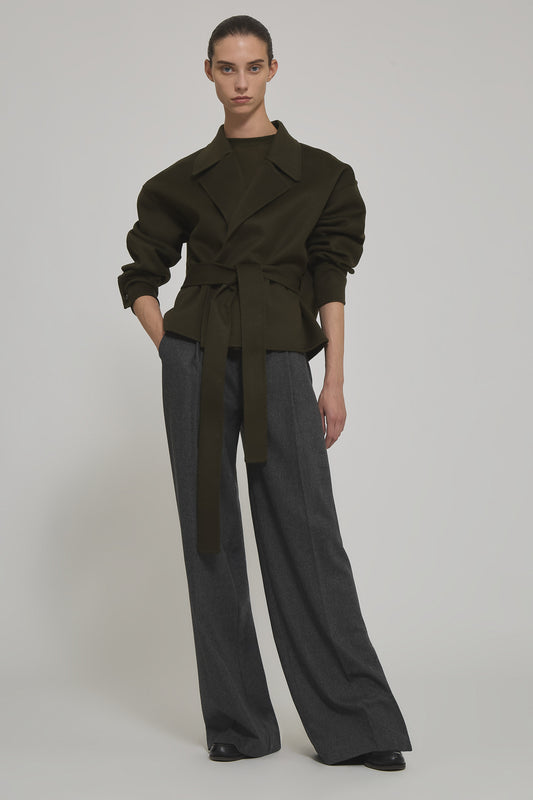 Trench corto Valentina in misto cashmere con cintura