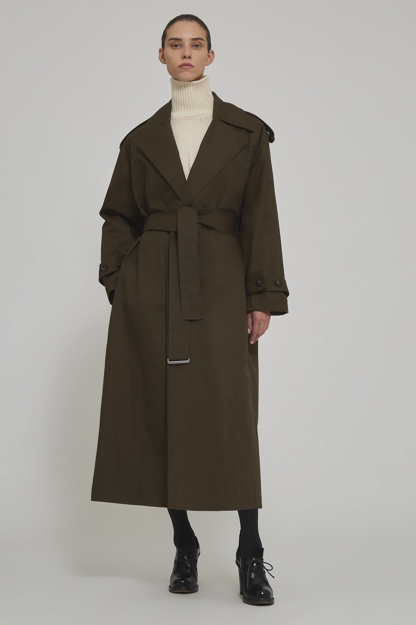 Valentina cotton gabardine trench with belt