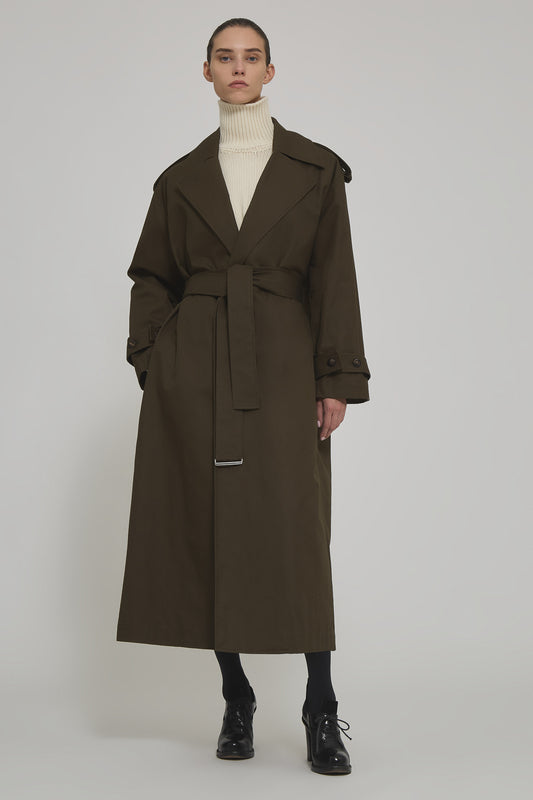 Trench Valentina in gabardine di cotone con cintura