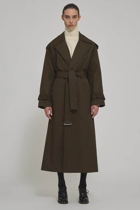 Valentina cotton gabardine trench with belt