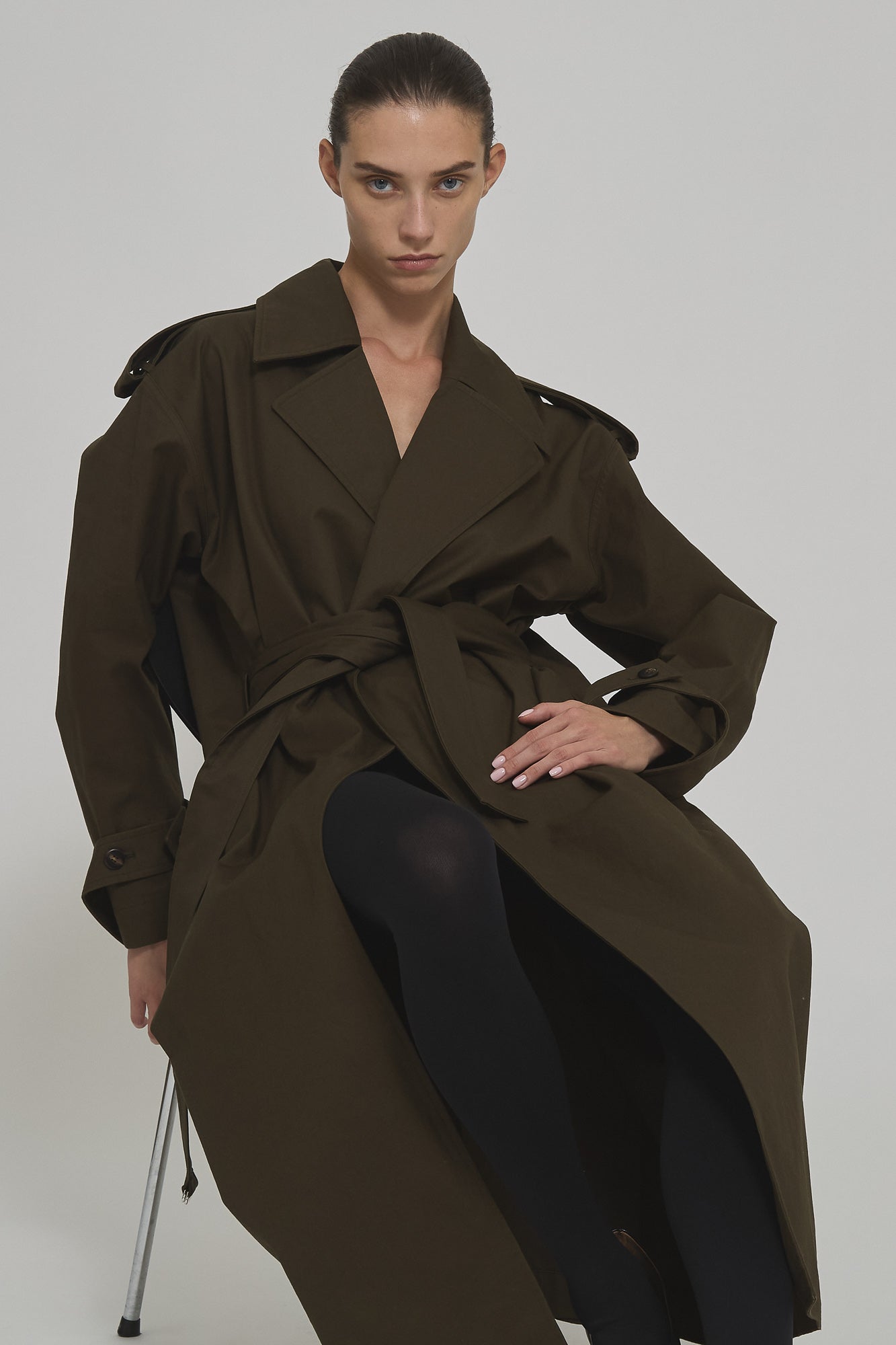 Valentina cotton gabardine trench with belt