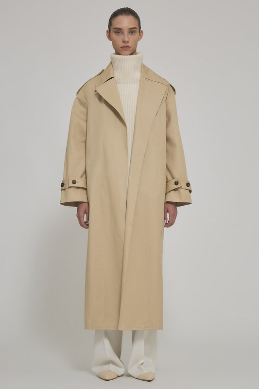 Trench Valentina in gabardine di cotone con cintura