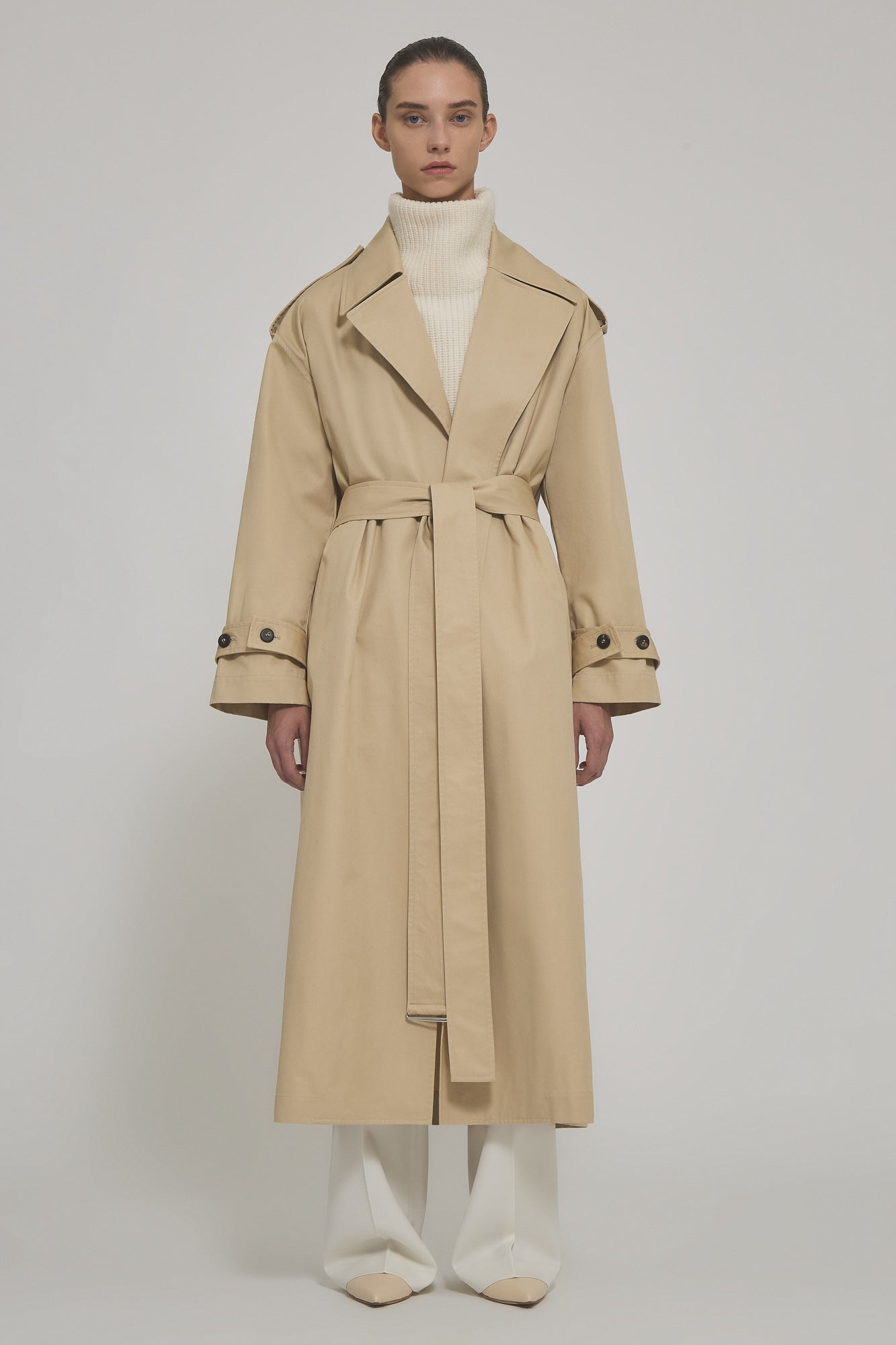 Valentina cotton gabardine trench with belt